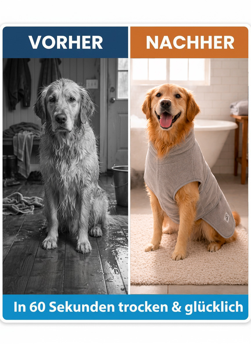 Nasser Hund nach dem Spaziergang